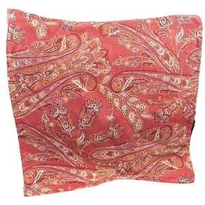 Pottery Barn Alice Paisley Linen Pillow Cover 1 PC Orange Ivory 24" Square Zip